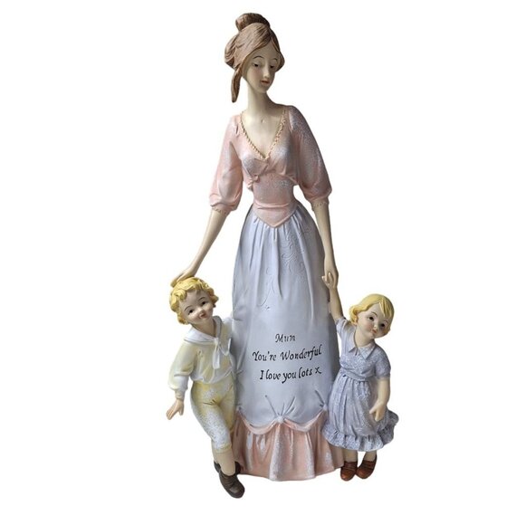 European Figurine Mum Children Mom Wonderful 12 Inches Tall Lightweight Gift - Picture 11 of 14
